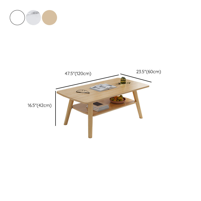 Modern 16.53" Tall R Wooden Coffee Table 4 Legs Cocktail Table with Shelf