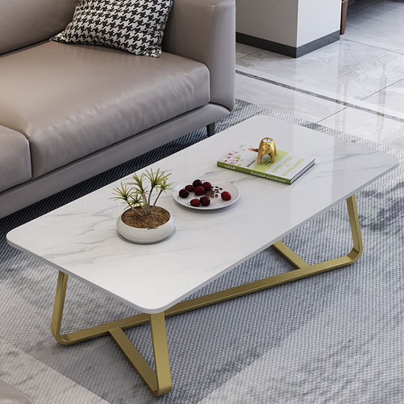 Glam Stop Top Coffee Table with Iron Cross Legs for Living Room