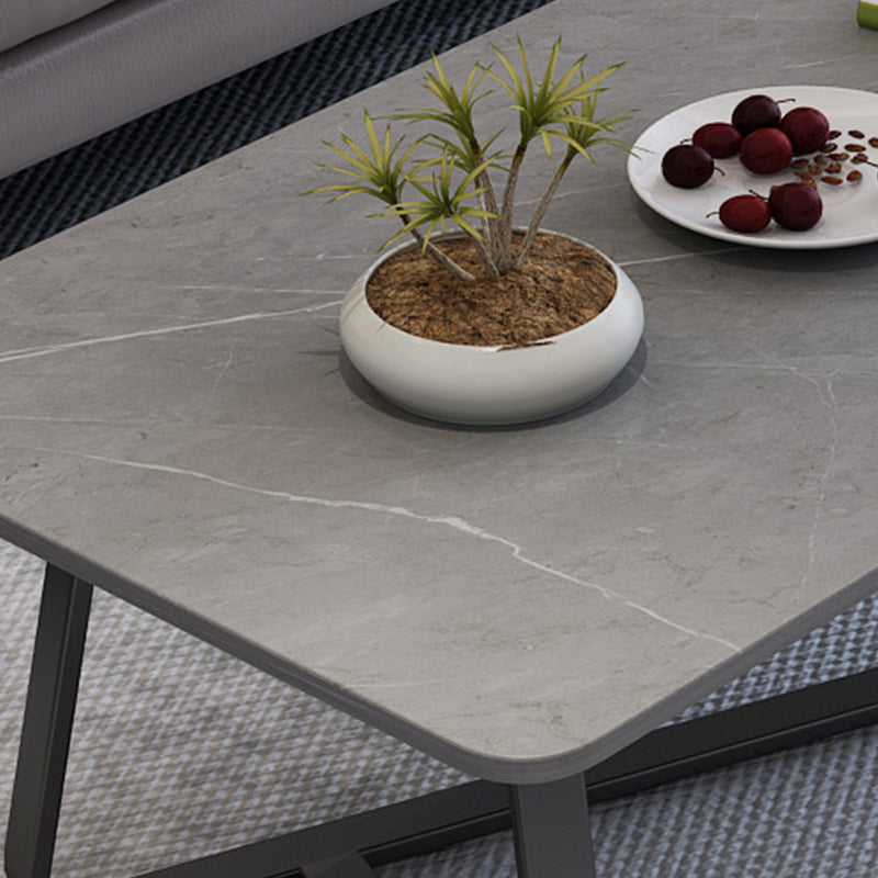 Glam Stop Top Coffee Table with Iron Cross Legs for Living Room