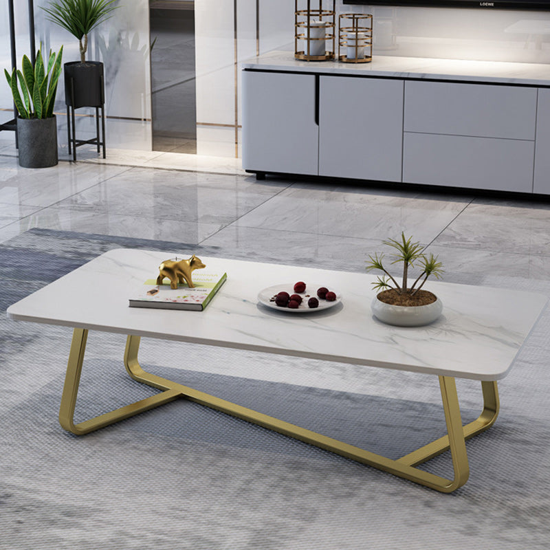 Glam Stop Top Coffee Table with Iron Cross Legs for Living Room