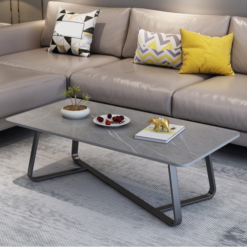 Glam Stop Top Coffee Table with Iron Cross Legs for Living Room
