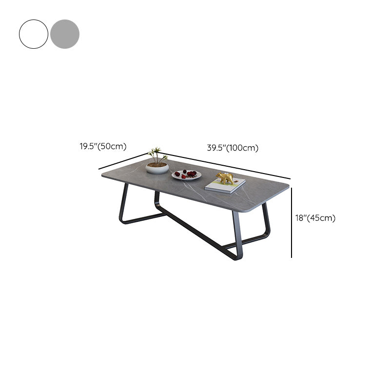 Glam Stop Top Coffee Table with Iron Cross Legs for Living Room