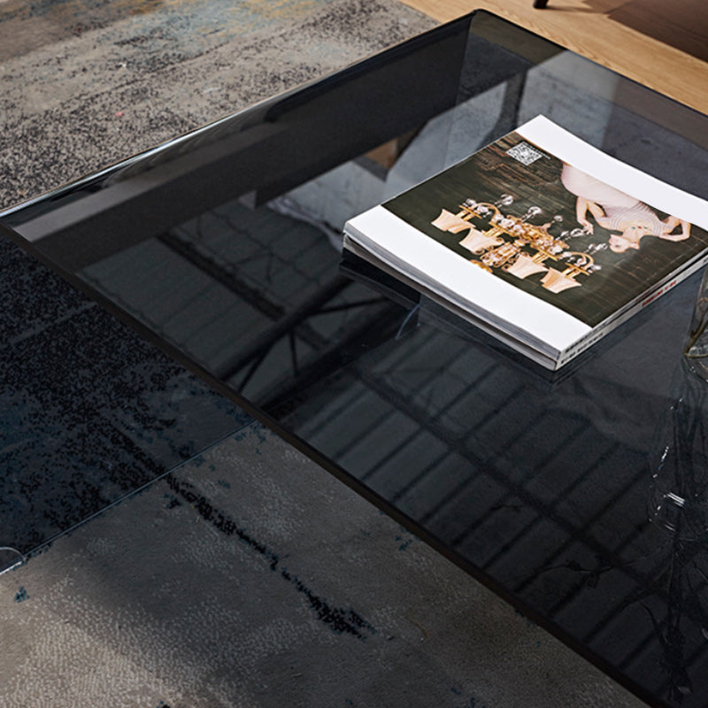 Modern Rectangle Glass Coffee Table Sled Base Cocktail Table
