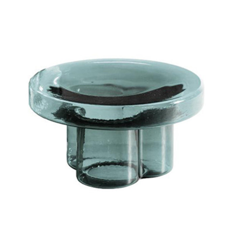 Contemporary Round Glass Coffee Table Pedestal Cocktail Table