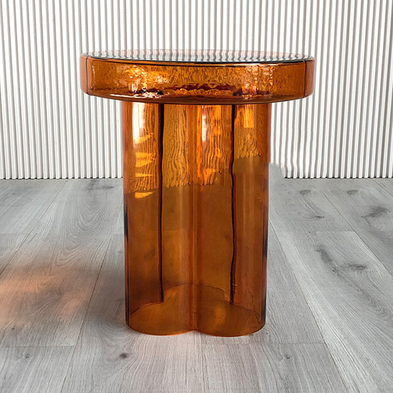 Contemporary Round Glass Coffee Table Pedestal Cocktail Table