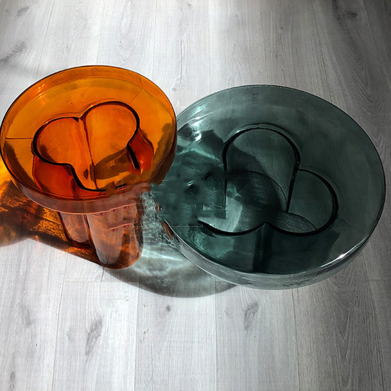 Contemporary Round Glass Coffee Table Pedestal Cocktail Table