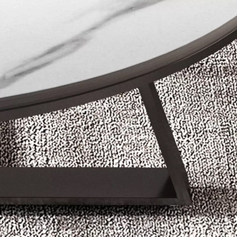 Metal Frame Elliptical Slate Top Coffee Cocktail Table - 17.7" H