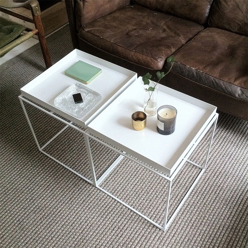 Square Iron Coffee Table Tray Top Simple Frame Cocktail Table