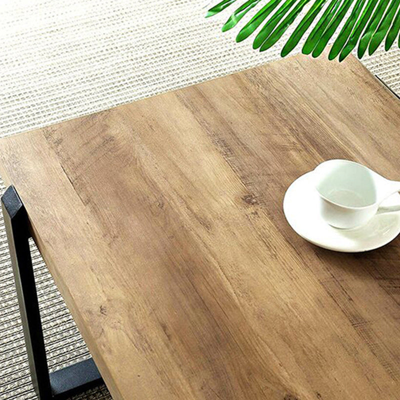 Scandinavian Coffee Table with Rectangle Solid Wood Top and Iron Sled Base