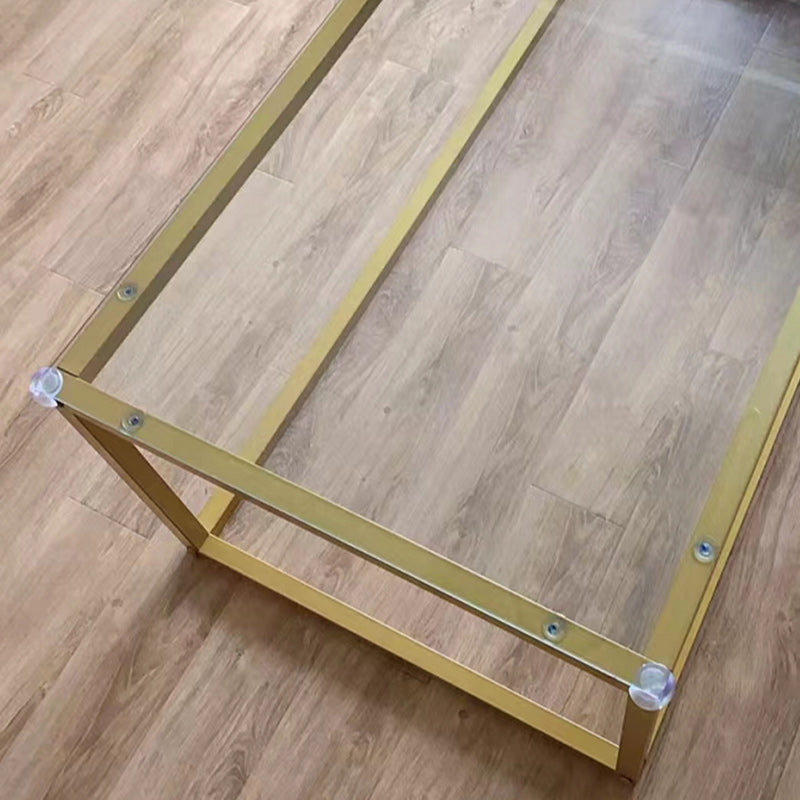 Modern Style Rectangular Glass Coffee Table 17.7-In H Metal Frame 1 Single Cocktail Table