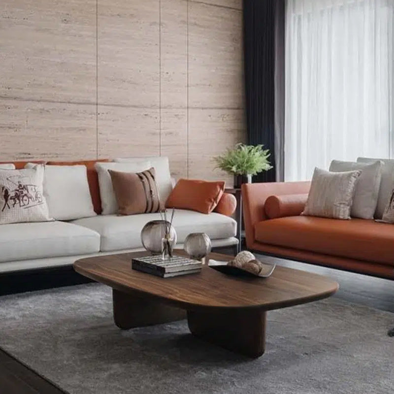 15.75" Tall Scandinavian Coffee Table Wooden Coffee Table in Walnut