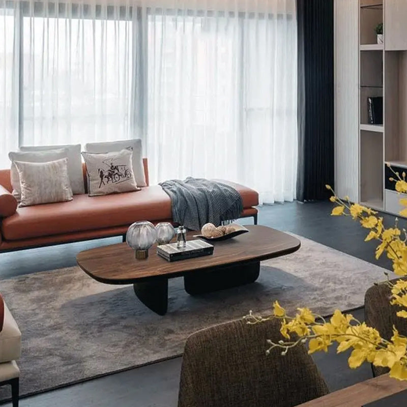 15.75" Tall Scandinavian Coffee Table Wooden Coffee Table in Walnut