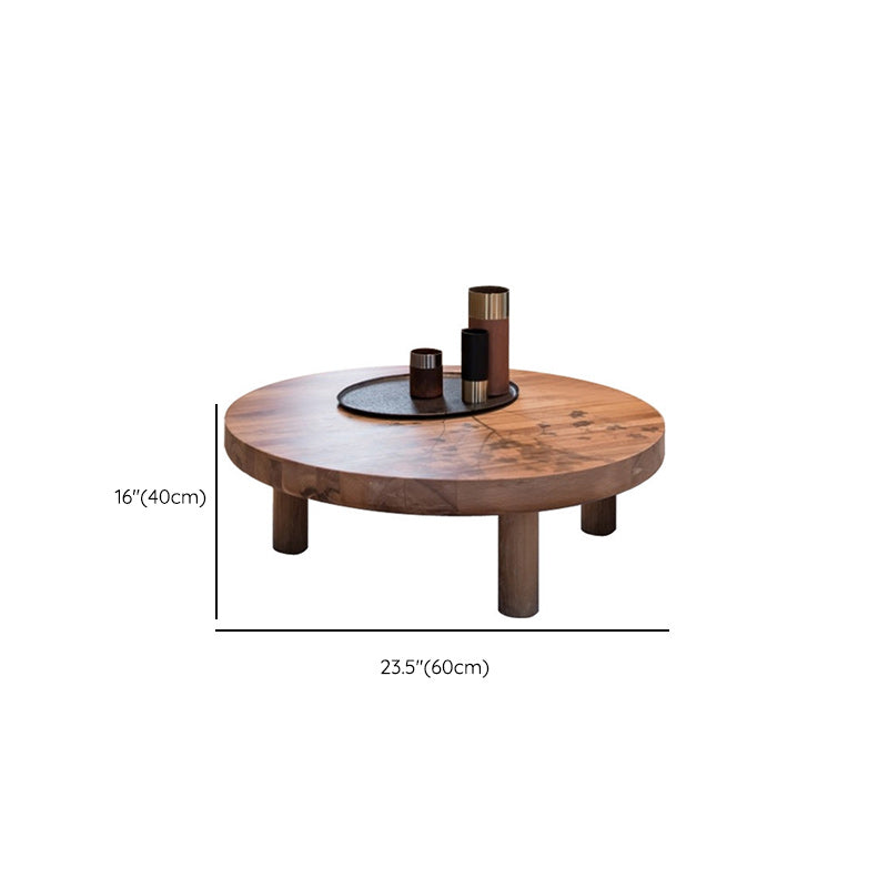 Brone Solid Wood Coffee Table Round Coffee Table for Living Room