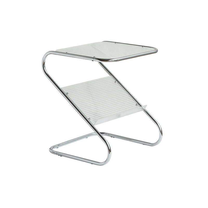 Abstract End Table Contemporary Style 23.62-inch Glass Top Side Table
