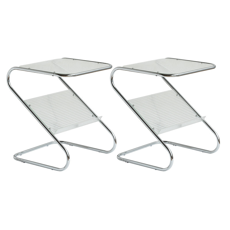 Abstract End Table Contemporary Style 23.62-inch Glass Top Side Table