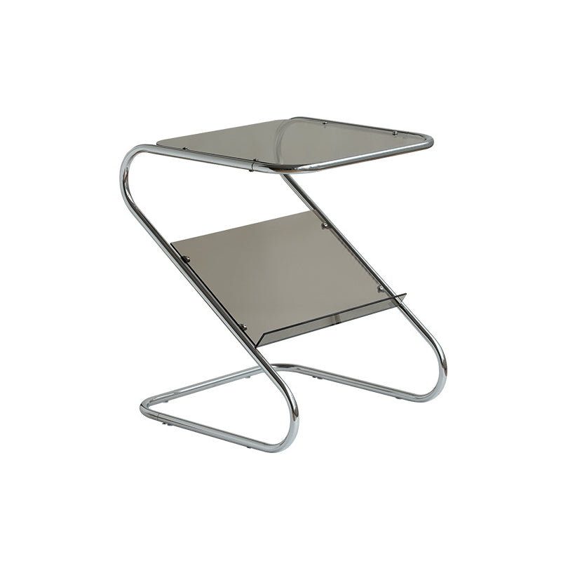 Abstract End Table Contemporary Style 23.62-inch Glass Top Side Table