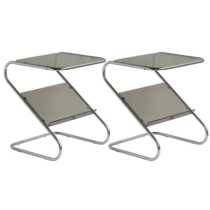 Abstract End Table Contemporary Style 23.62-inch Glass Top Side Table