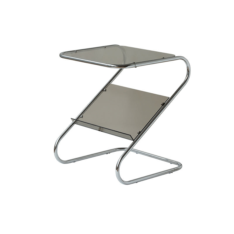 Abstract End Table Contemporary Style 23.62-inch Glass Top Side Table