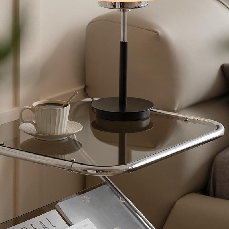 Abstract End Table Contemporary Style 23.62-inch Glass Top Side Table