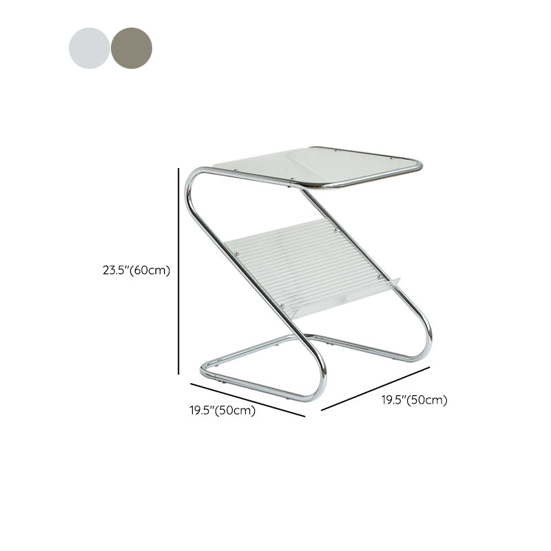 Abstract End Table Contemporary Style 23.62-inch Glass Top Side Table