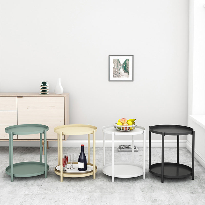 Modern Round Tray Top Side End Table 4 Legs Side Table for Living Room