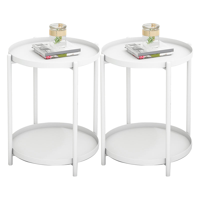 Modern Round Tray Top Side End Table 4 Legs Side Table for Living Room