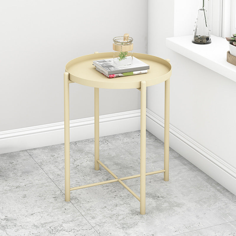 Modern Round Tray Top Side End Table 4 Legs Side Table for Living Room