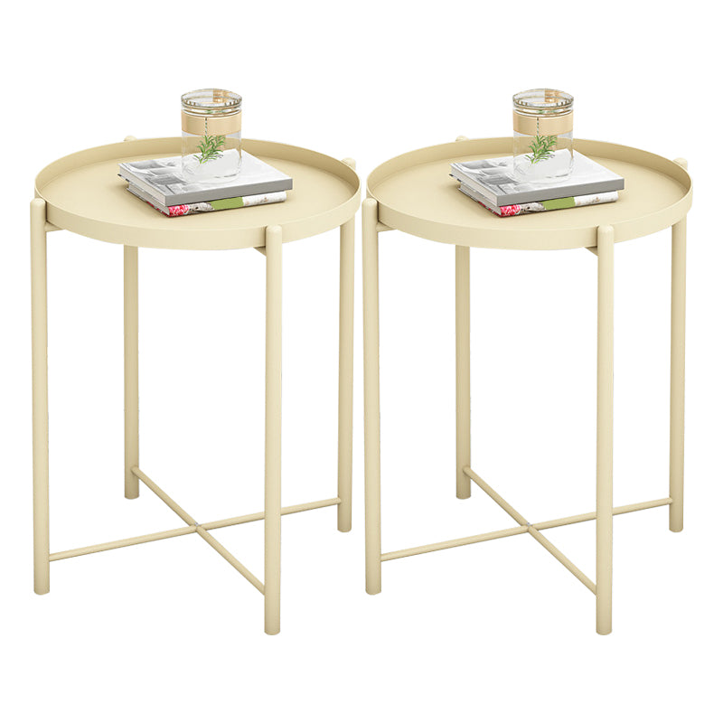 Modern Round Tray Top Side End Table 4 Legs Side Table for Living Room