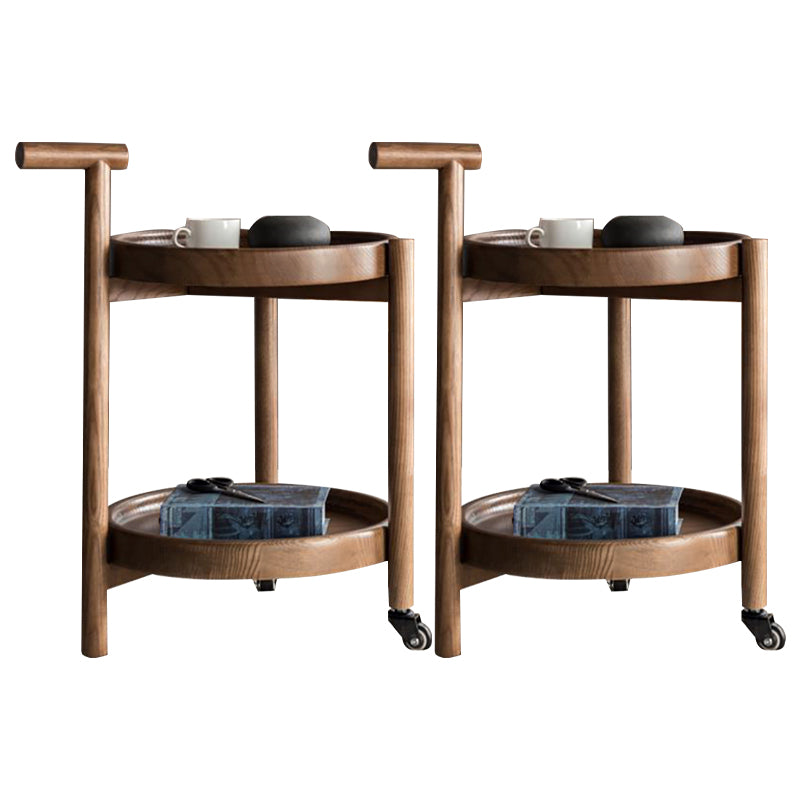 Modern Round Tray Top Side End Table 3 Legs Double Tier Side Table