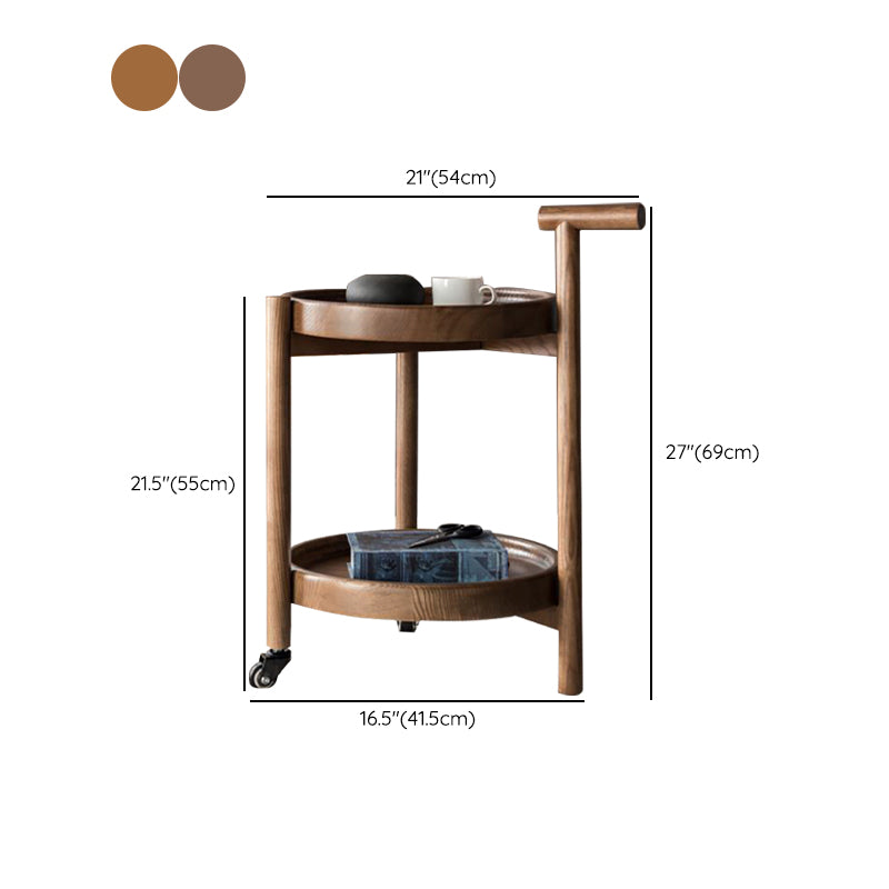 Modern Round Tray Top Side End Table 3 Legs Double Tier Side Table