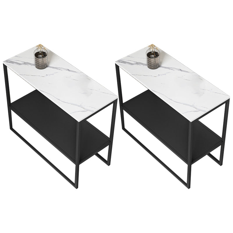 Contemporary Sled with Shelf Rectangular Double Tier Living Room Side Table