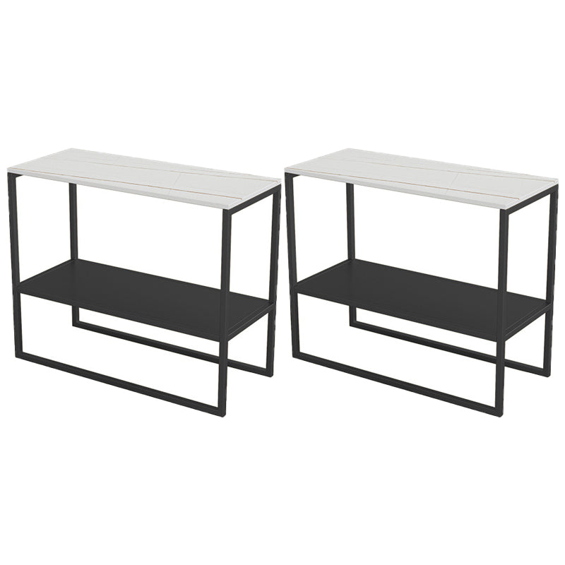 Contemporary Sled with Shelf Rectangular Double Tier Living Room Side Table