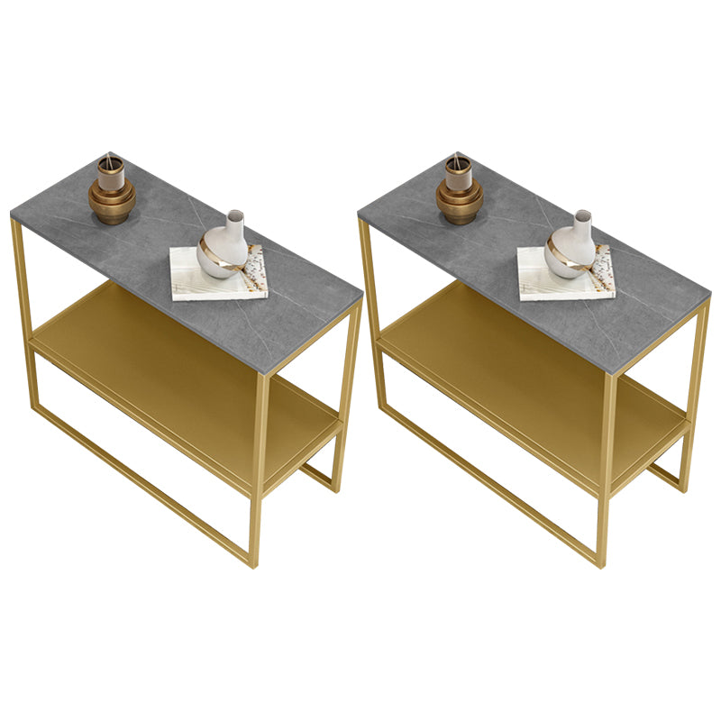 Contemporary Sled with Shelf Rectangular Double Tier Living Room Side Table