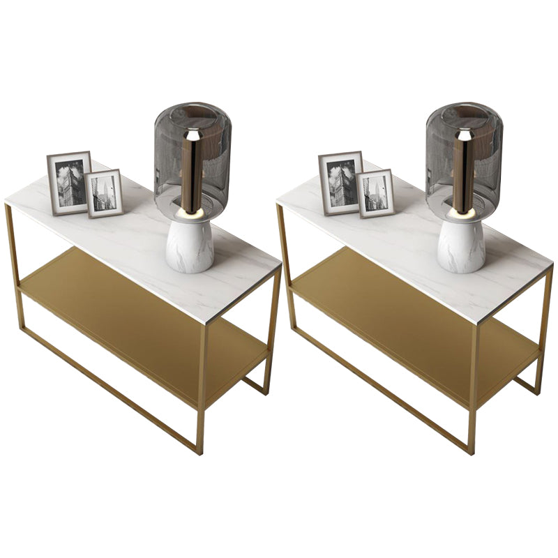 Contemporary Sled with Shelf Rectangular Double Tier Living Room Side Table