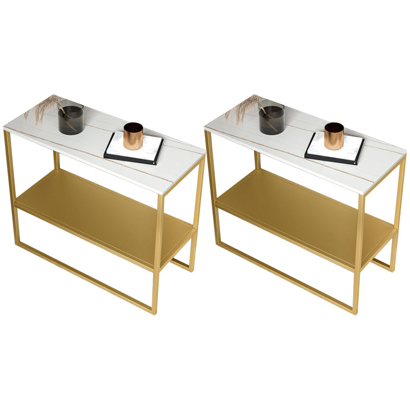 Contemporary Sled with Shelf Rectangular Double Tier Living Room Side Table