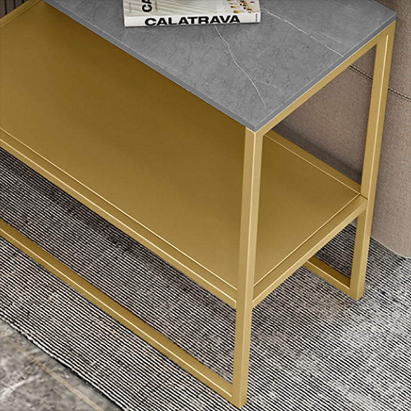 Contemporary Sled with Shelf Rectangular Double Tier Living Room Side Table