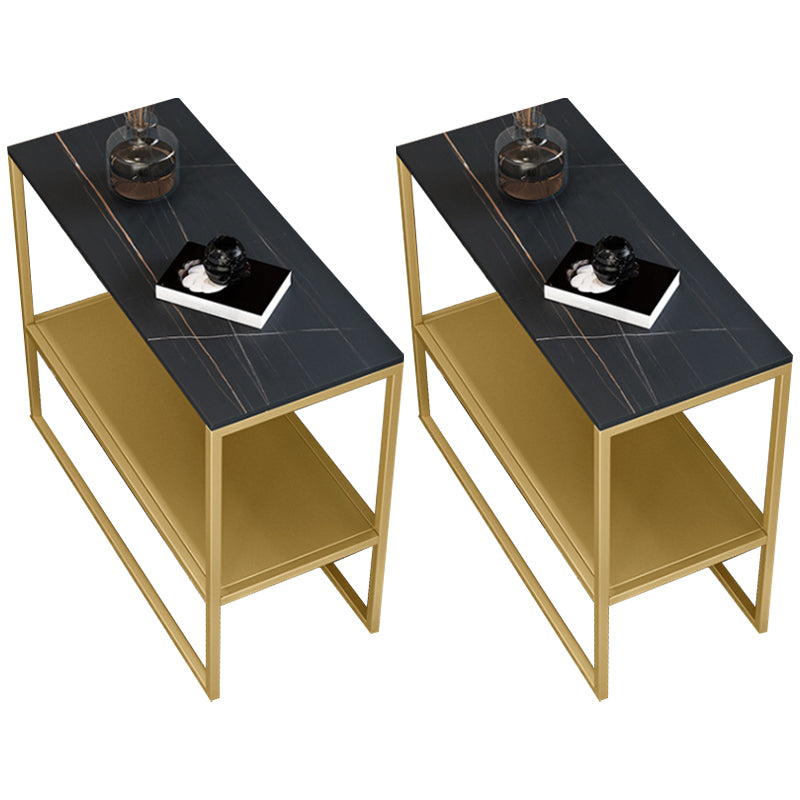 Contemporary Sled with Shelf Rectangular Double Tier Living Room Side Table