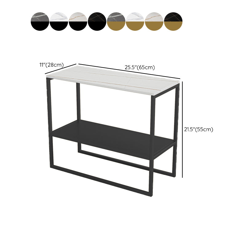 Contemporary Sled with Shelf Rectangular Double Tier Living Room Side Table