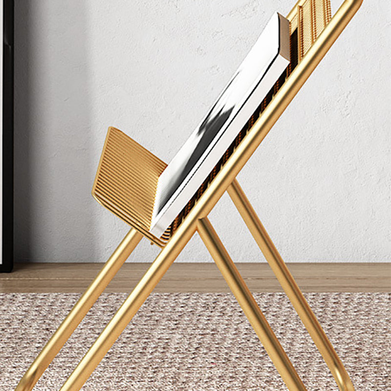 19.68"L Trestle Side Table with Storage Glass Top Sofa Side Accent Table