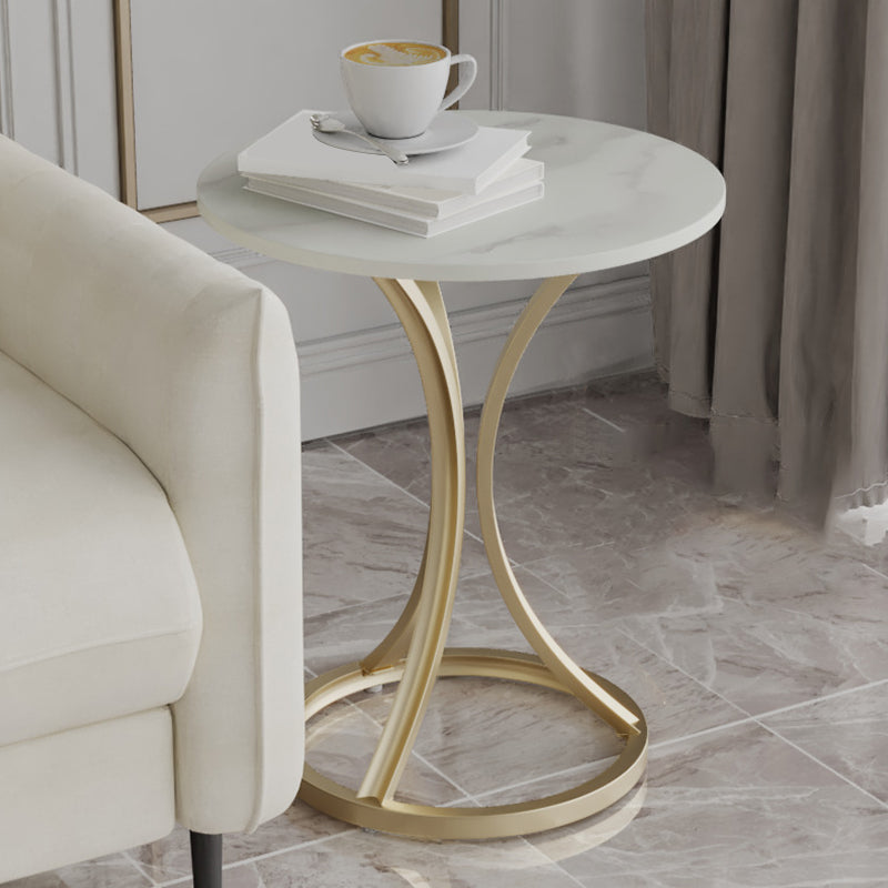 Modern Slate Round Side End Table Pedestal Table for Living Room