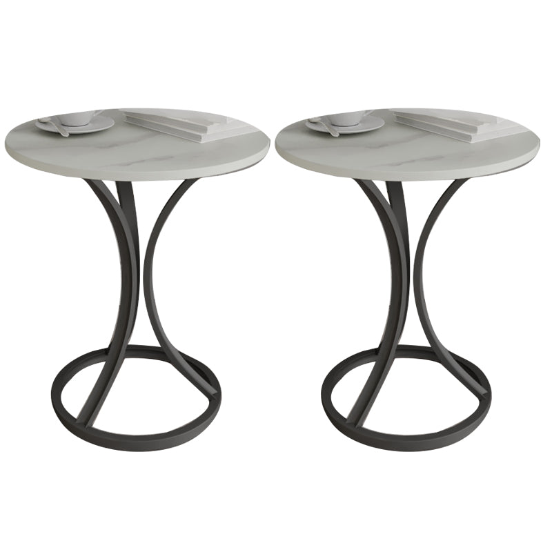 Modern Slate Round Side End Table Pedestal Table for Living Room
