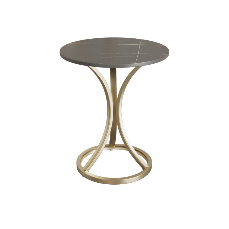Modern Slate Round Side End Table Pedestal Table for Living Room