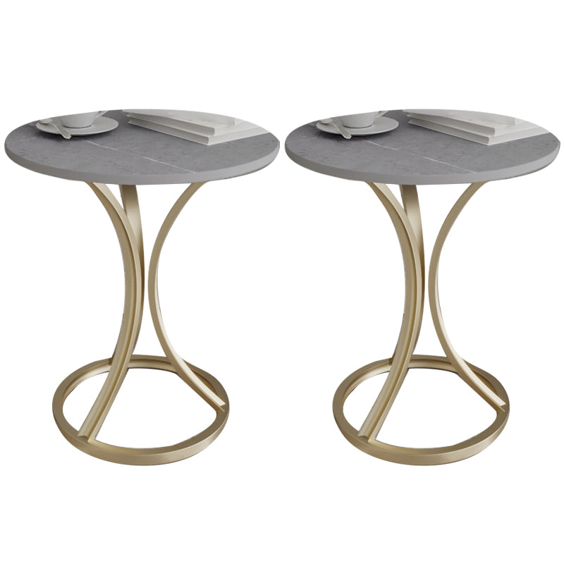 Modern Slate Round Side End Table Pedestal Table for Living Room