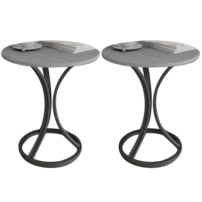Modern Slate Round Side End Table Pedestal Table for Living Room
