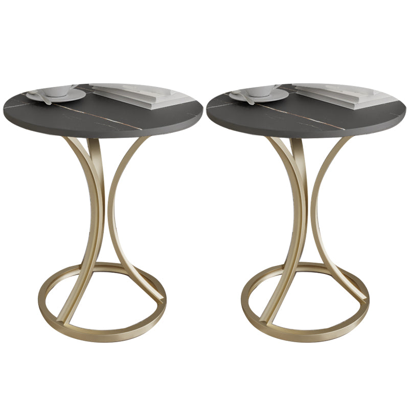 Modern Slate Round Side End Table Pedestal Table for Living Room