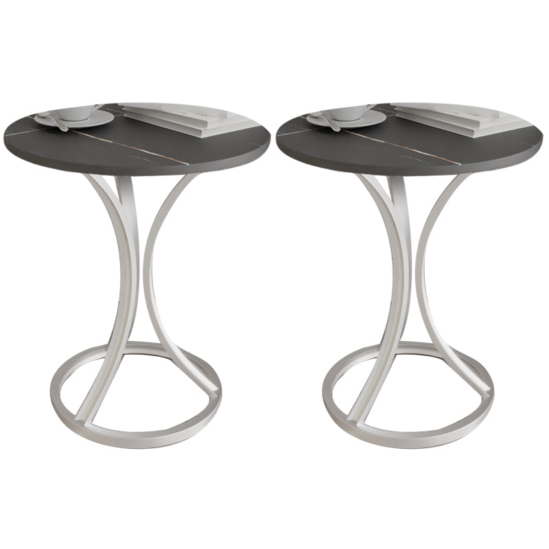 Modern Slate Round Side End Table Pedestal Table for Living Room
