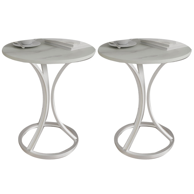 Modern Slate Round Side End Table Pedestal Table for Living Room