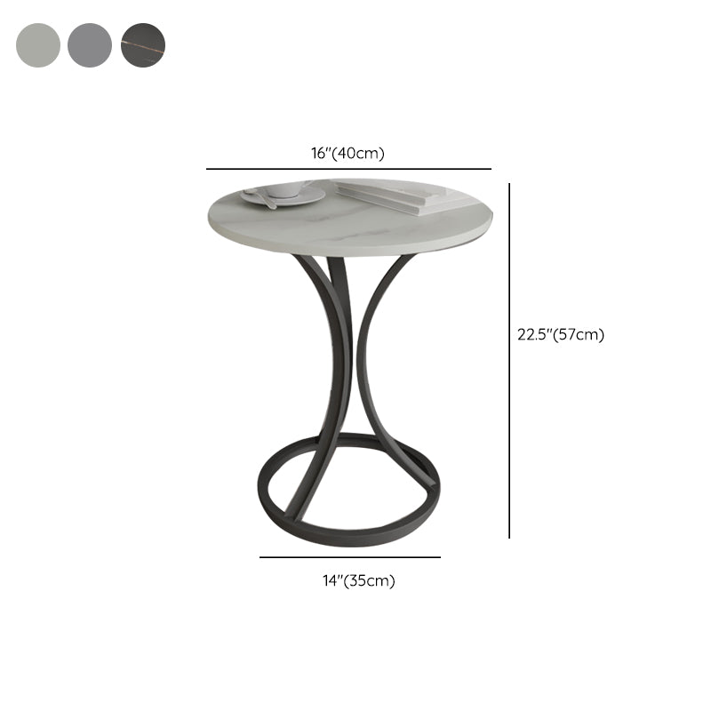 Modern Slate Round Side End Table Pedestal Table for Living Room