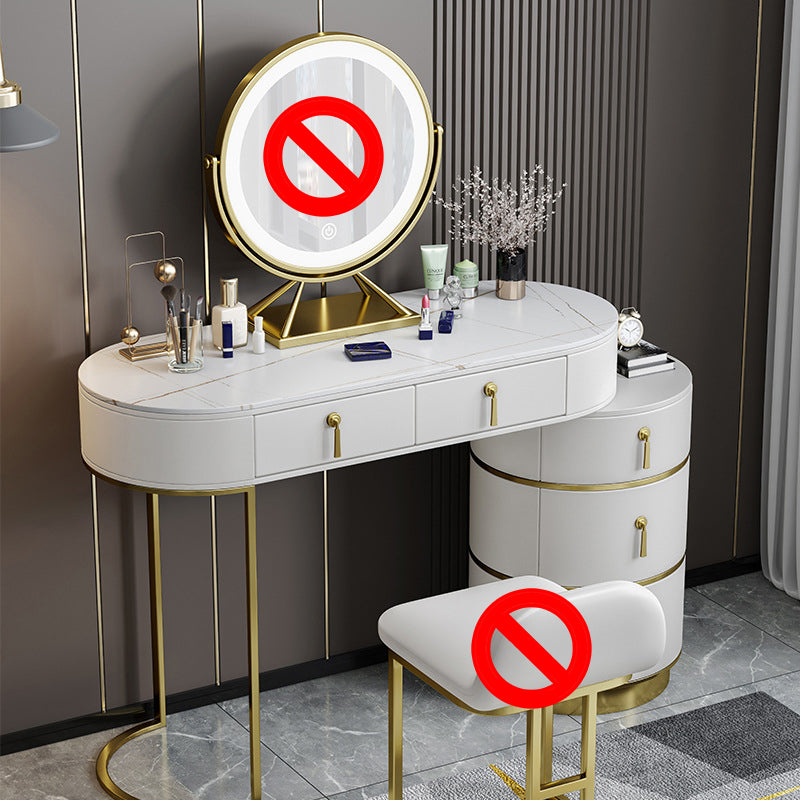 Stone Vanity Tables 23.62" Wide Makeup Table with 5 Storage Drawers
