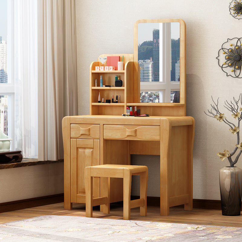 Brown Makeup Table with 2 Drawers 18.50" Wide Vanity Tables with Mirror